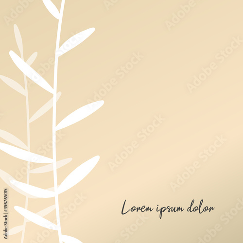 Floral square background. Frame with leaves.Trendy minimal vector abstract art template suitable for social media post, greeting card, mobile apps, banner designs and online advertising