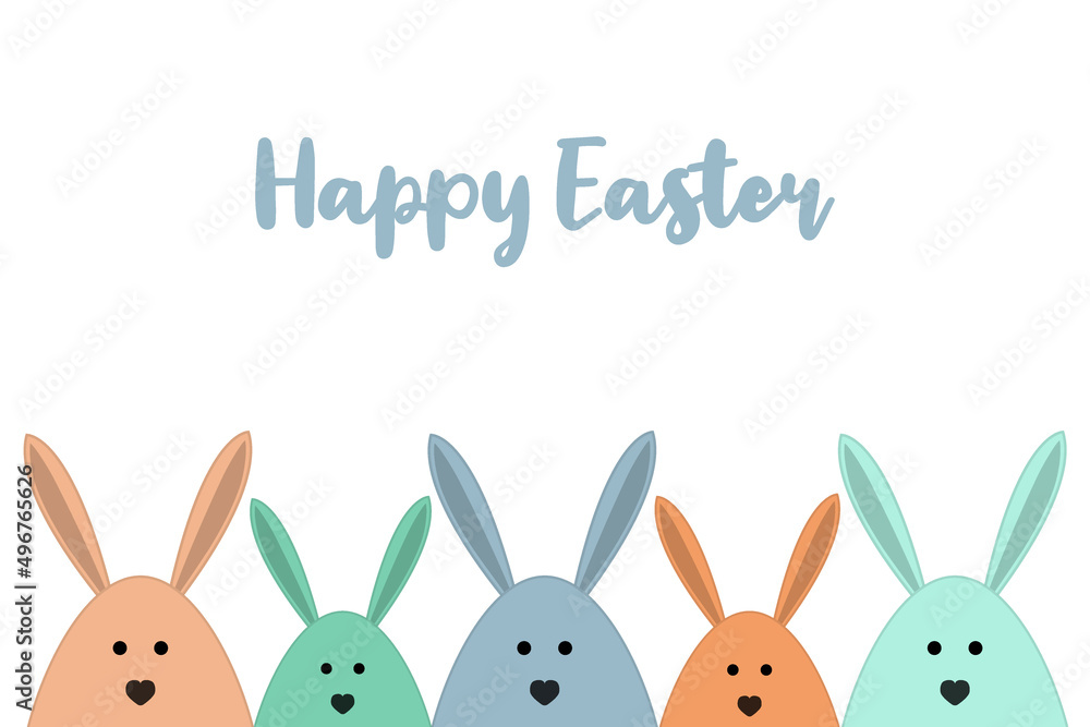 Colourful Easter card with bunnies and wishes. Vector Colourful Easter card with bunnies and wishes. Vector