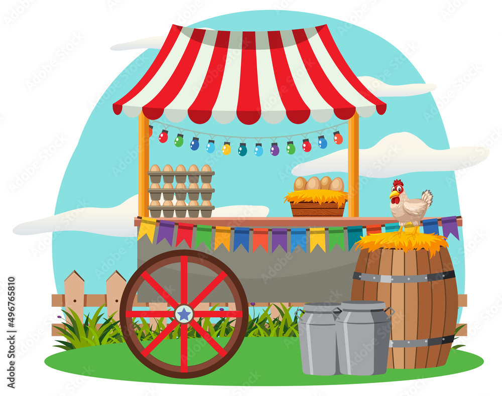 Street food cart concept with egg cart Street food cart concept with egg cart