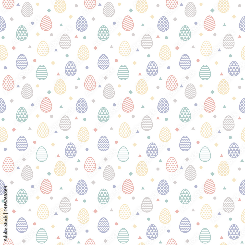 Colourful Easter pattern with decorative eggs. Wrapping paper concept. Vector