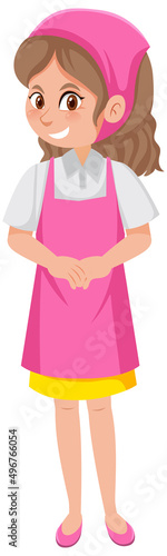 A housekeeper cartoon character on white background