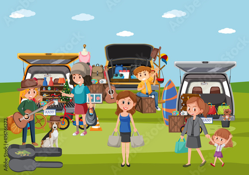 Outdoor shops at flea market