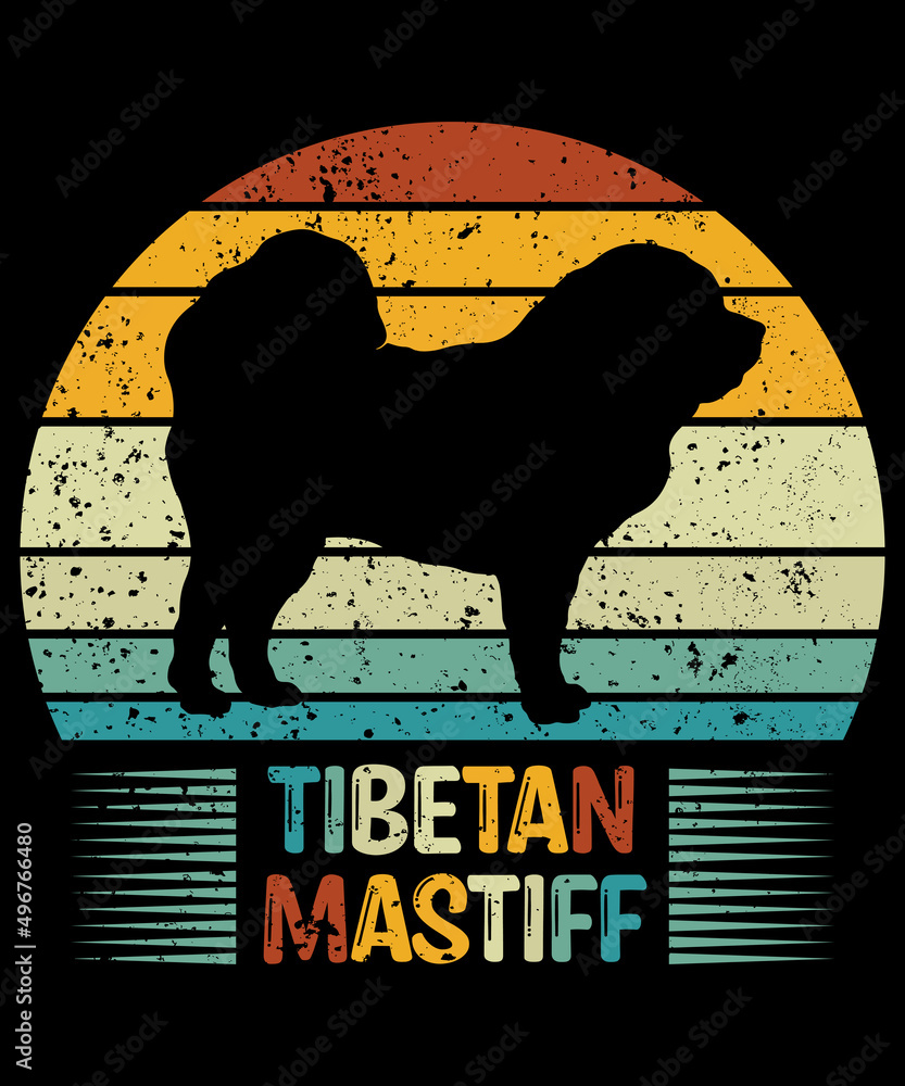Tibetan Mastiff T-Shirt / Retro Vintage Tibetan Mastiff Tshirt / Black Dog Silhouette Gift for Tibetan Mastiff Lovers / Funny Tibetan Mastiff Unisex Tee
