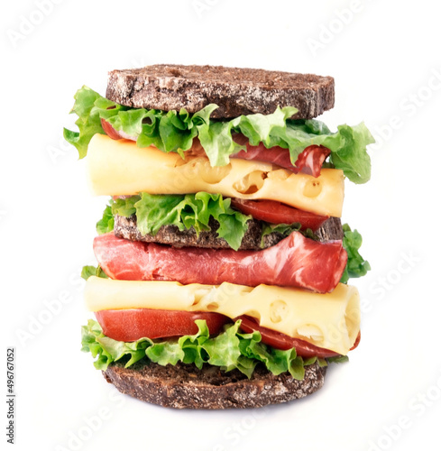 Delicious sandwich with ham and chesse