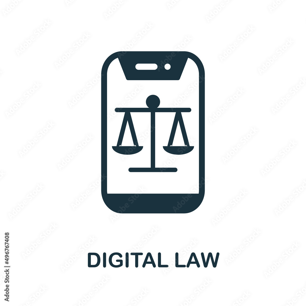 Digital Law icon. Monochrome simple Digital Law icon for templates, web design and infographics Digital Law icon. Monochrome simple Digital Law icon for templates, web design and infographics