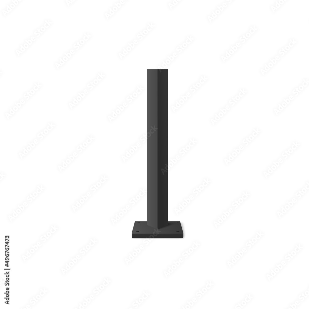 Billboard square pole with mounting base realistic vector illustration isolated. Billboard square pole with mounting base realistic vector illustration isolated.