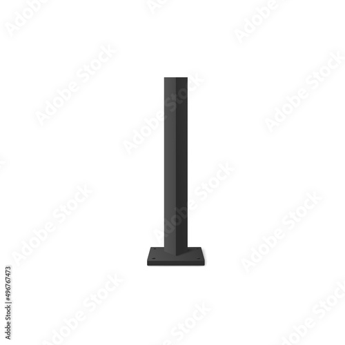 Billboard square pole with mounting base realistic vector illustration isolated.
