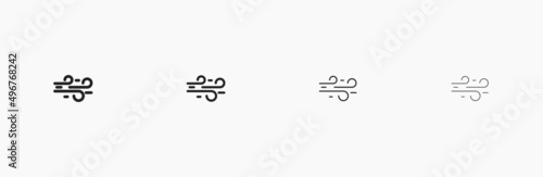 Wind black vector illustration. Waves icon