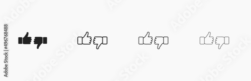 Like and dislike vector icon for feedback and web