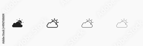 Cloud with sun vector icon for sunny weather vector illustrtion