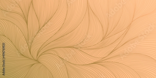 Vector abstract luxury golden wallpaper, wavy line art background. Art Deco Pattern, texture for print, fabric, packaging design. Vintage illustration.