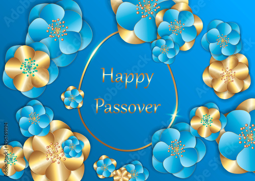 Jewish holiday Passover greeting card. Vector illustration