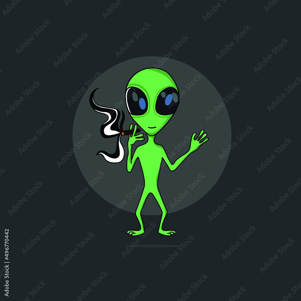 weed alien illustration weed alien illustration