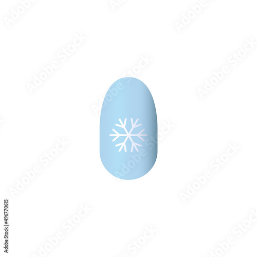 Nail manicure with snowflake on polish realistic vector illustration isolated.