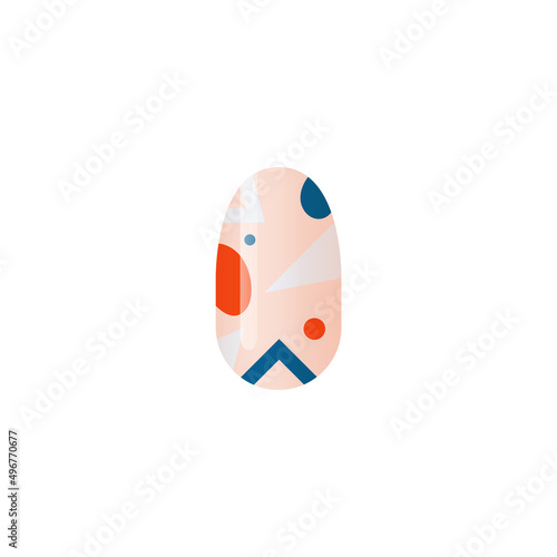 Nail manicure design with abstract decor realistic vector illustration isolated.