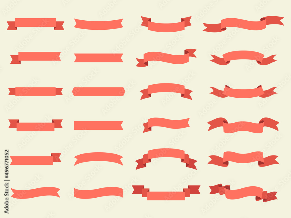 Vector illustration set of red ribbons.