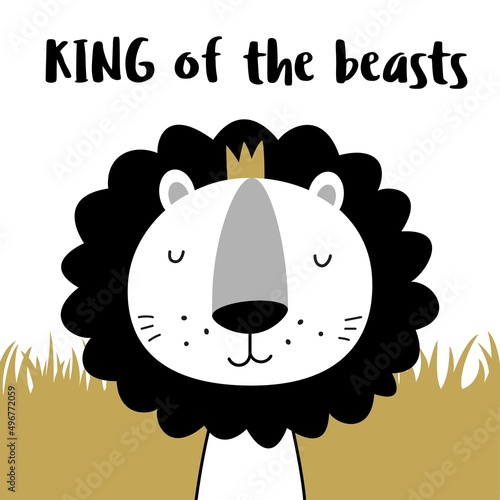 Lion, king of the beasts. Fun, cartoon style vector illustration