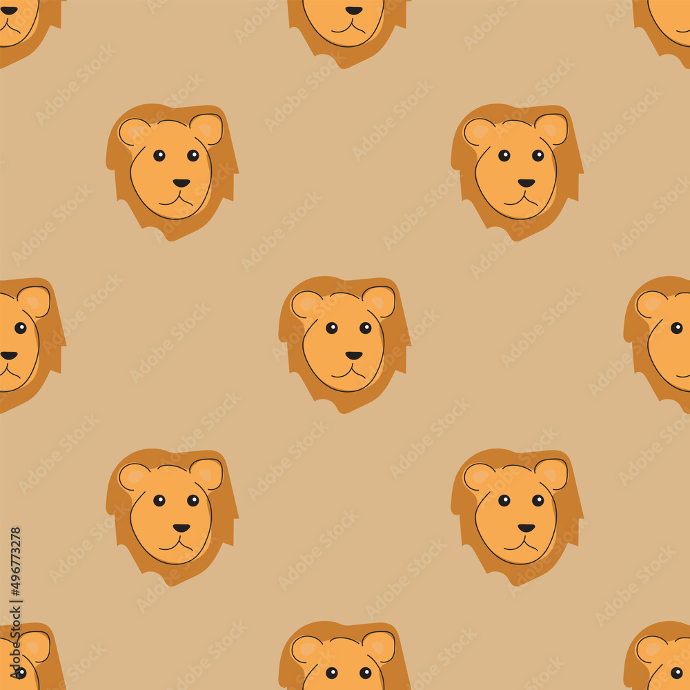 Fototapeta premium Lion seamless pattern background. Animal background concept. Vector.