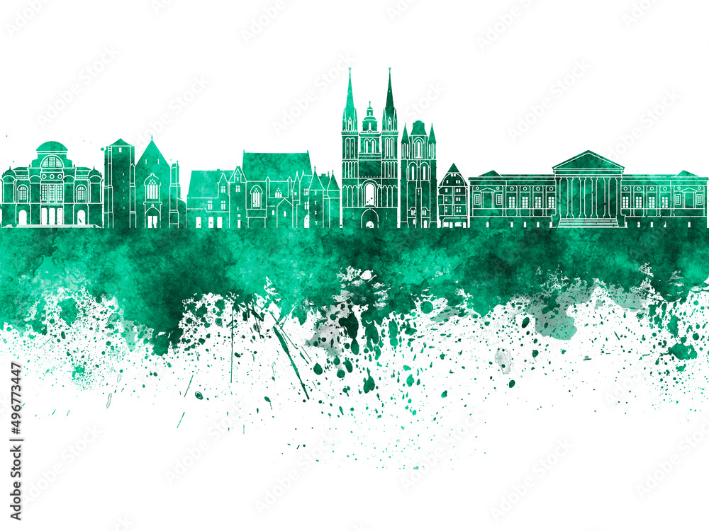 Fototapeta premium Angers skyline in watercolor background