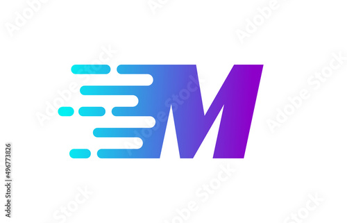 Tech Letter M Speed Line Logo Concept. Fast Motion Icon Vector Illustration