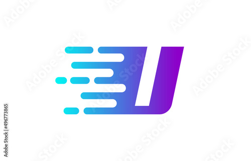 Tech Letter U Speed Line Logo Concept. Fast Motion Icon Vector Illustration