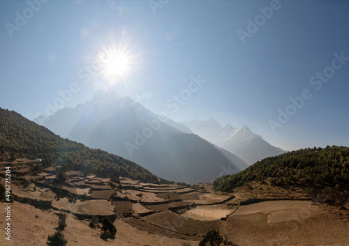 New photo of the nature  high mountains in the shadow  Nepal.