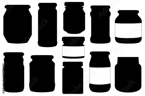Collection of different jars illustration isolated on white photo