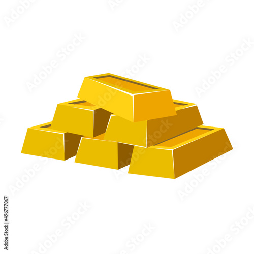 Gold bars in trendy flat design isolated vector on white background, objects  graphic design.