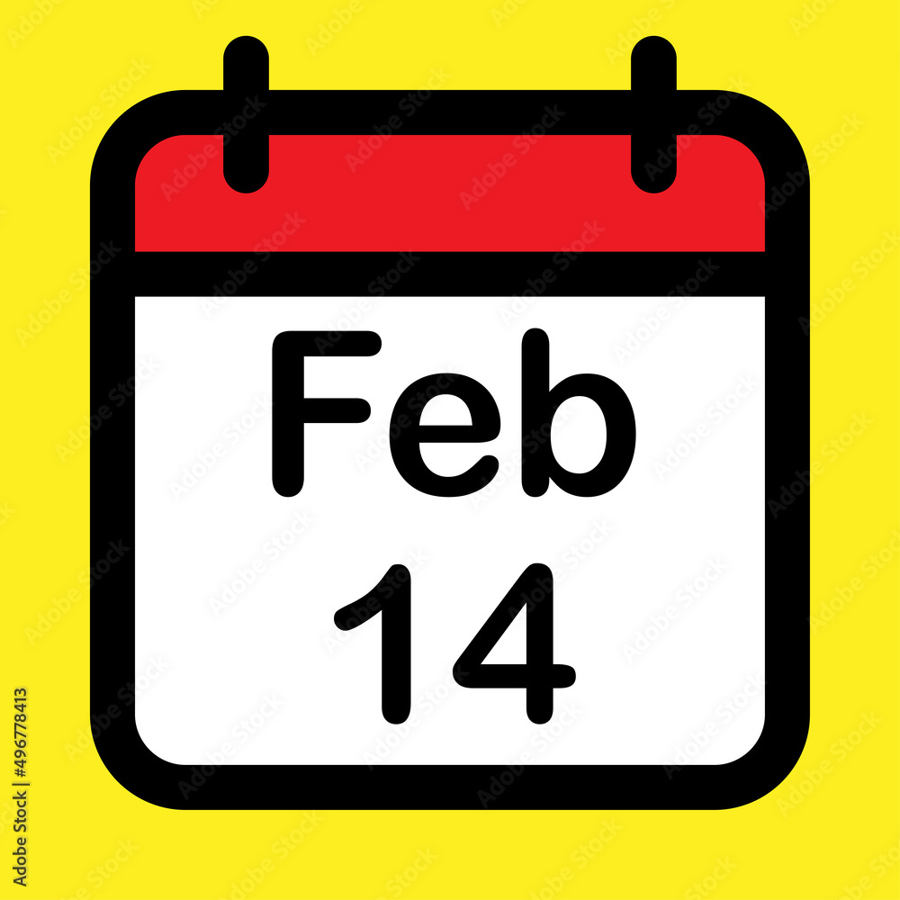 Calendar icon fourteenth February Calendar icon fourteenth February