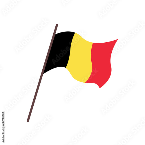 Waving flag of Belgium country. Isolated belgian tricolor flag on white background. Vector flat illustration