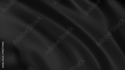 Black satin silk fabric wave background, looped flow. photo