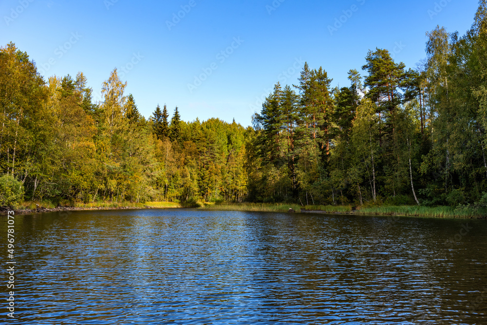 Ladoga Skerries National Park. Beautiful autumn view of Lake Ladoga in the Republic of Karelia. Ladoga Skerries National Park. Beautiful autumn view of Lake Ladoga in the Republic of Karelia.