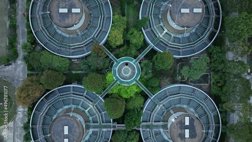 Aerial view of metropolitan waterworks authority. Drinking Water Treatment. Microbiology of drinking water production and distribution, water treatment plant
