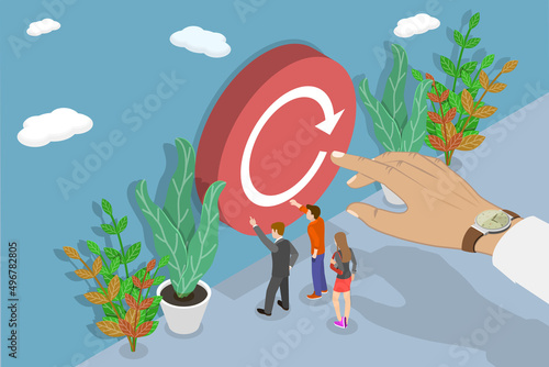 3D Isometric Flat Vector Conceptual Illustration of Refresh or Renew, New Vision or Business Strategy