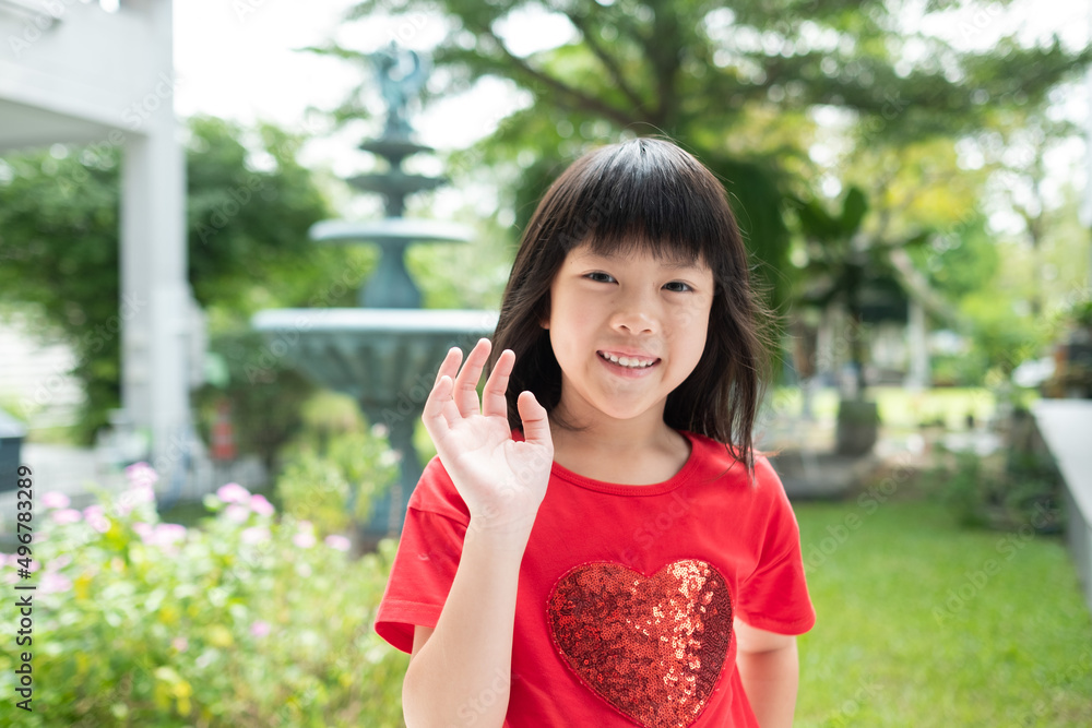 portrait asian kid, child enjoy and happy, little girl portrait asian kid, child enjoy and happy, little girl