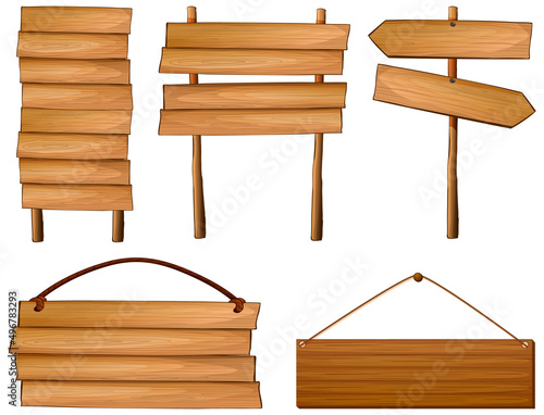 Set of wooden sign banner