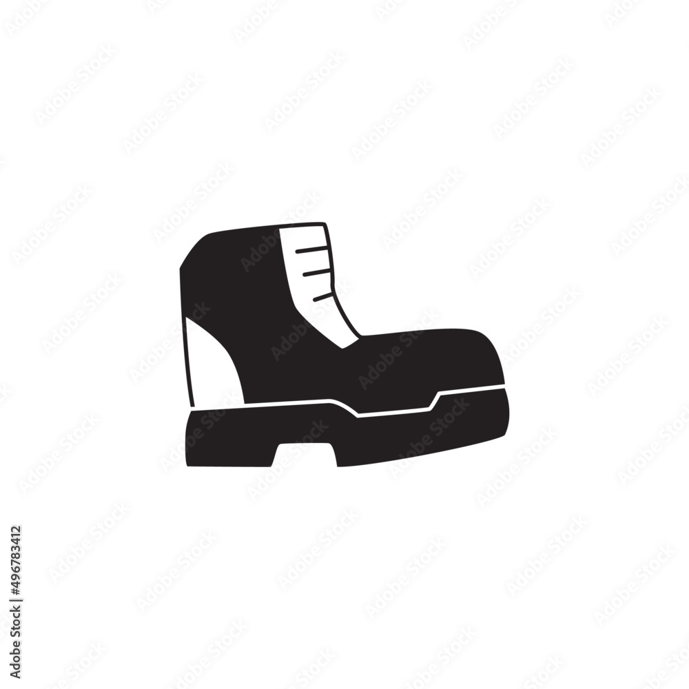 Boot, hiking footwear icon in black flat glyph, filled style isolated on white background Boot, hiking footwear icon in black flat glyph, filled style isolated on white background