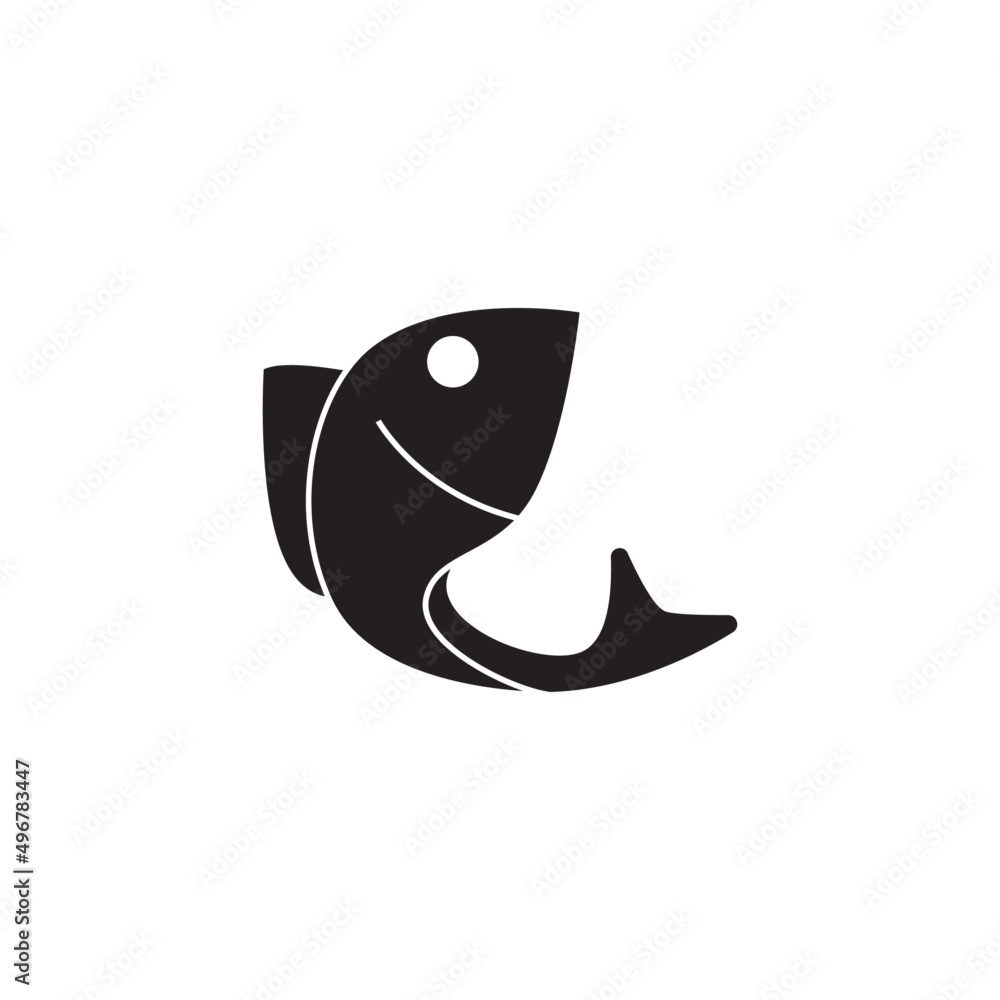 Fish, fishing sign icon in black flat glyph, filled style isolated on white background Fish, fishing sign icon in black flat glyph, filled style isolated on white background
