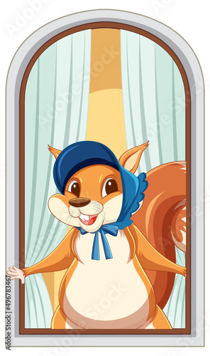 A squirrel by the window