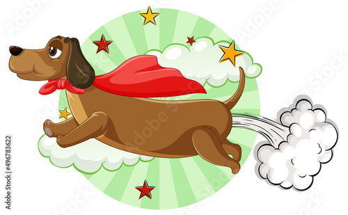 A dog superhero on sky background