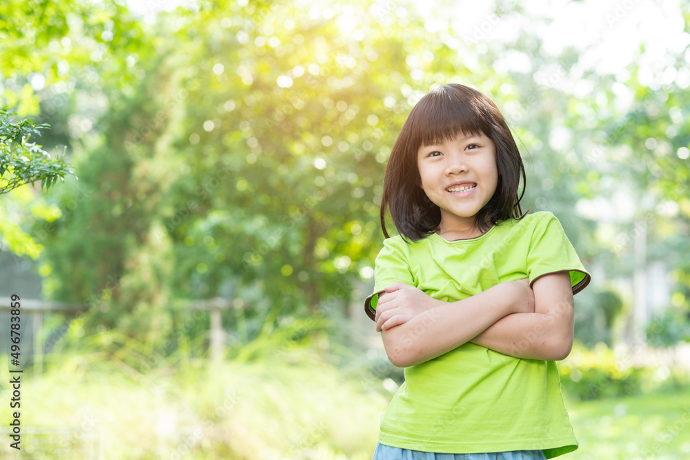 portrait asian kid, child enjoy and happy, the girl is smiling portrait asian kid, child enjoy and happy, the girl is smiling