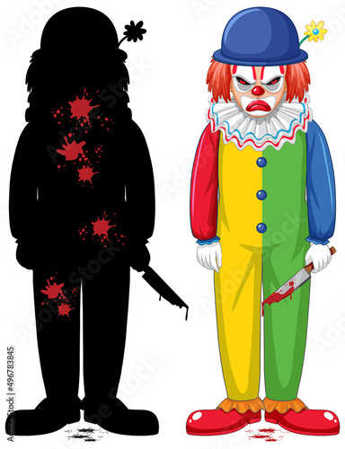 Set of scary clown on white background