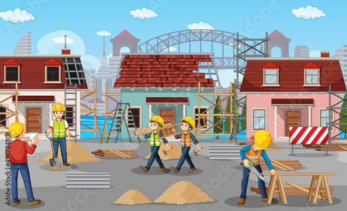 Scene of building construction site