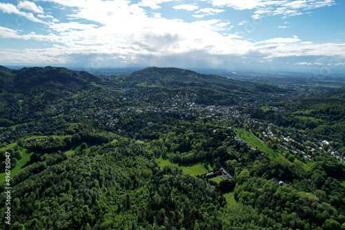 Photography Aerial view of the Black Forest of Baden Baden and Mount Merkur in Germany