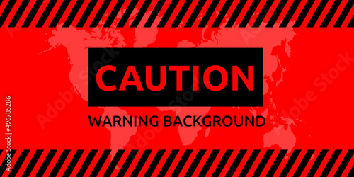 Caution text with warning background in red color for accident banner