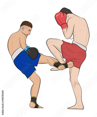 Muay Thai fight low kick