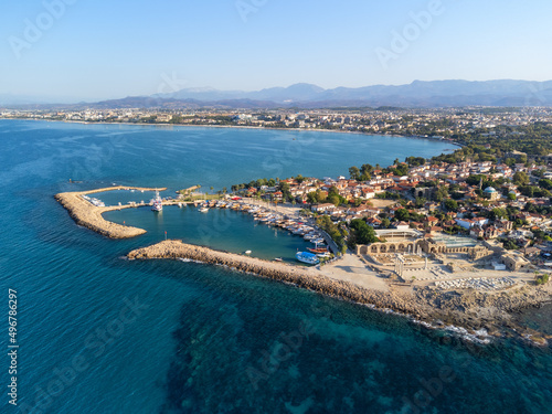 Aerial view of Side's peninsula, Turkey