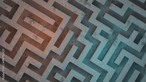 Labyrinth puzzle, abstract tunnel, maze concept