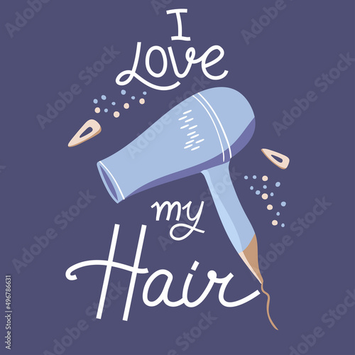 Beautifull vector illustration and  lettering for hair stylist or beauty salon