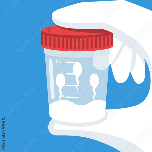 Sperm test icon. Medical sample in a glass tube. Semen test. Laboratory container. Sperm donation. Reproduction concept. Vector illustration flat design. Isolated on white background.